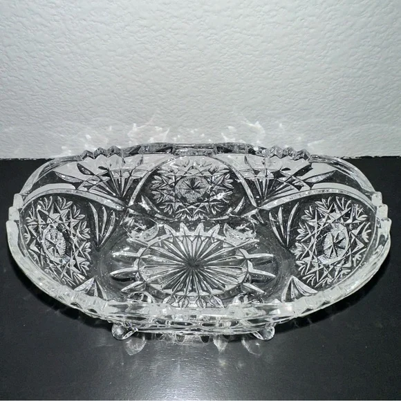 SOLD on Marketplace Elegant Crystal Cut Glass Bowl vintage small 6x3x3 - Picture 3 of 5
